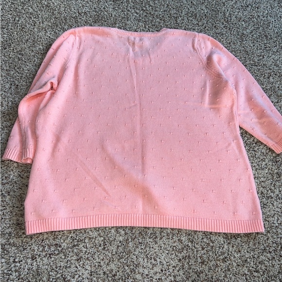 Croft & Barrow Light Pink Dot Knit V-Neck 3/4 Sleeve Sweater Women’s XL - Picture 9 of 9